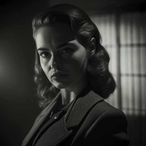 Detailed Film Noir Female Character Cinematic Shot