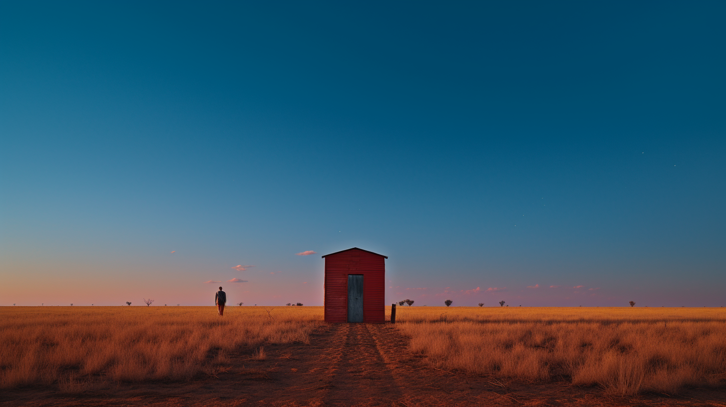 Film Still Red Dusty Landscape Tin Shed Australia