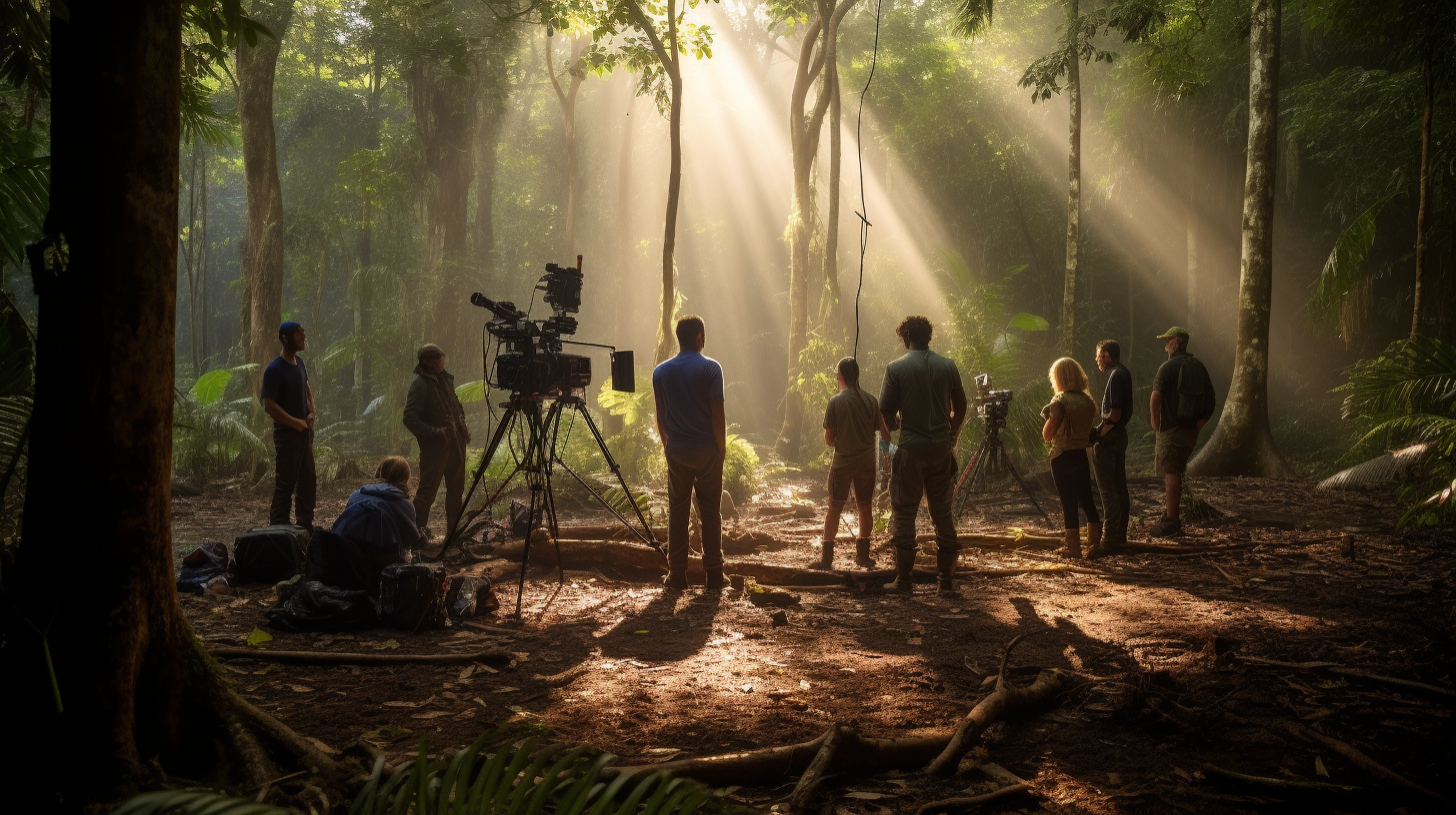 Filming crew in Madagascar jungle