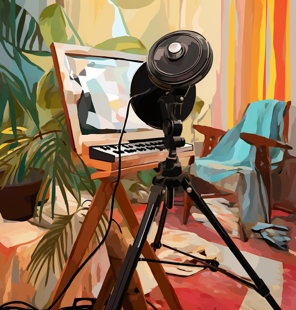 Artistic depiction of filming equipment