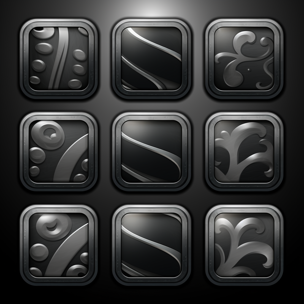 Detailed black and white filmstrip icon sheet