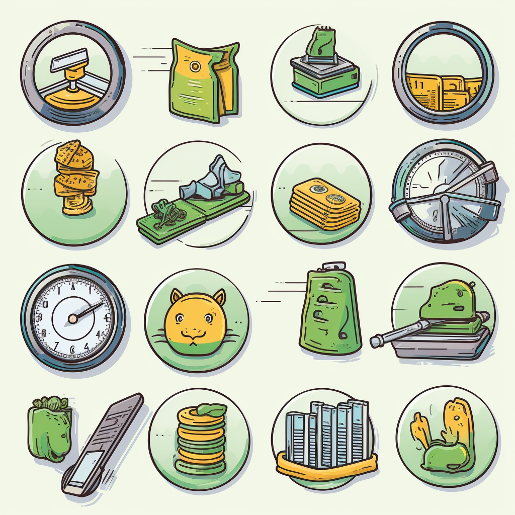 Adventure-style financial icons