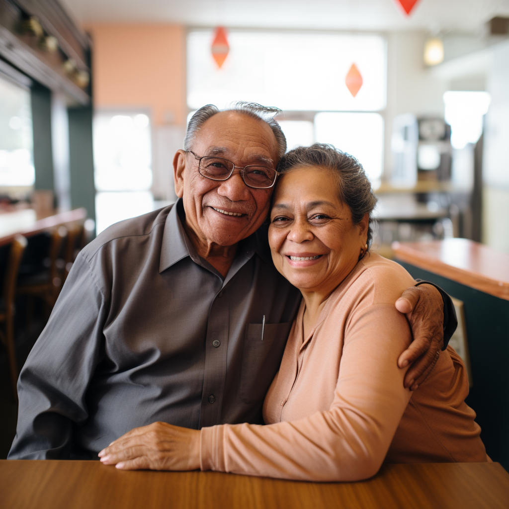 Elderly Latino couple discussing financial planning