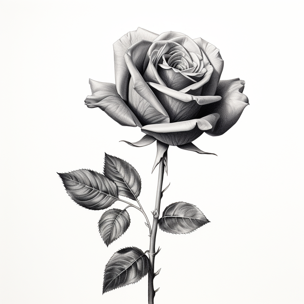 Realistic rose pencil drawing