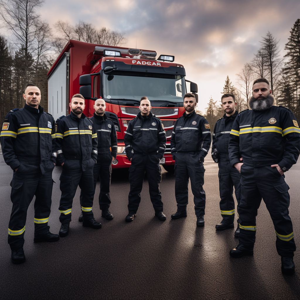 Group photo of Finnish emergency personnel