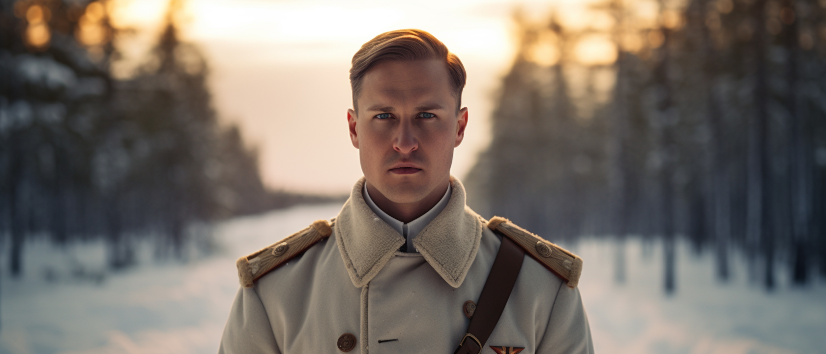 Finnish soldier in winter forest