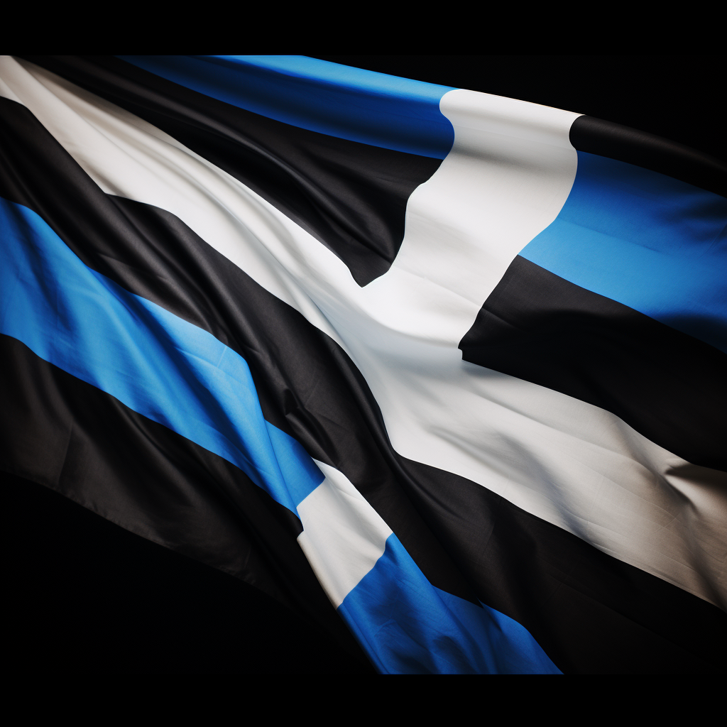 Finnish flag on black background