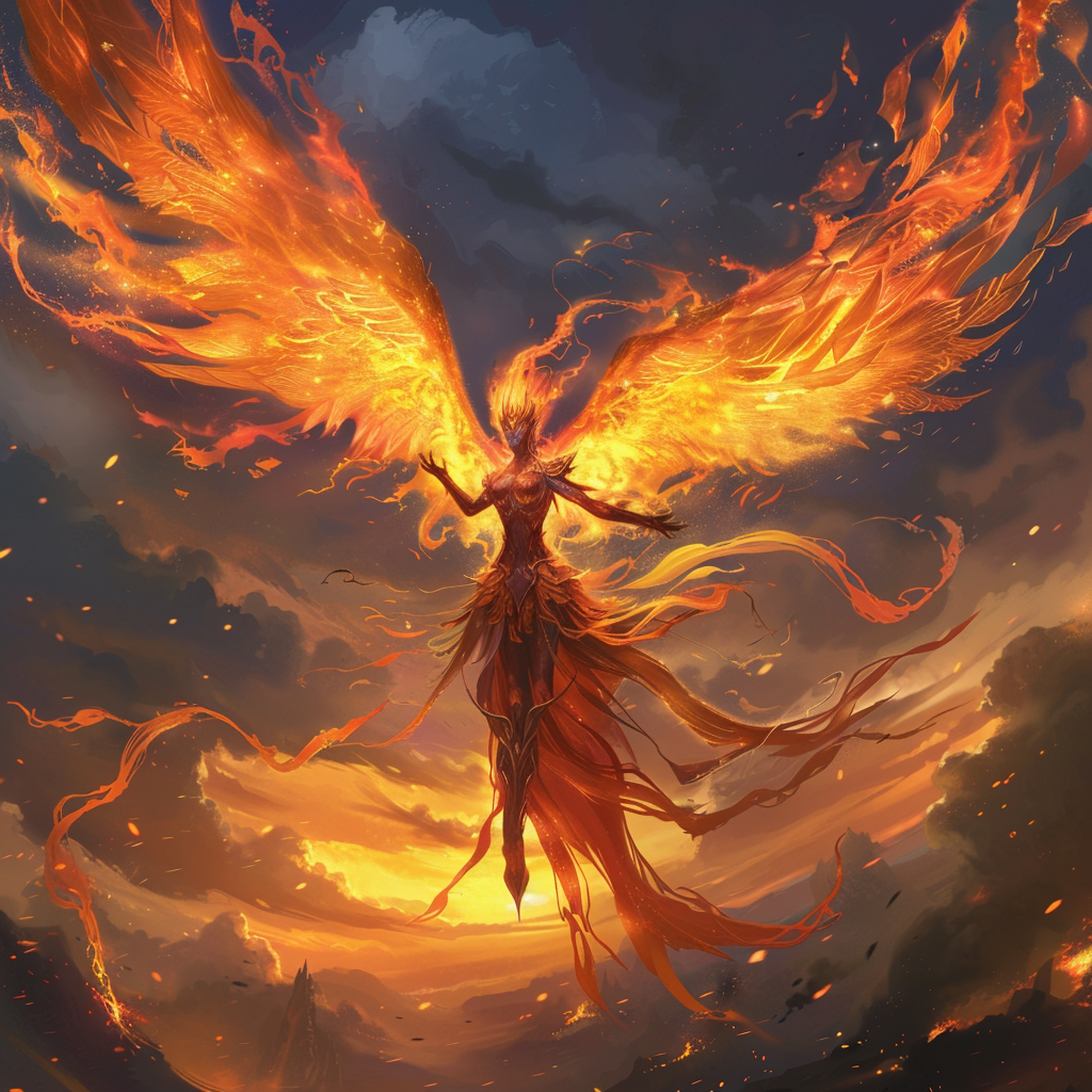 Fire Goddess with Phoenix Wings