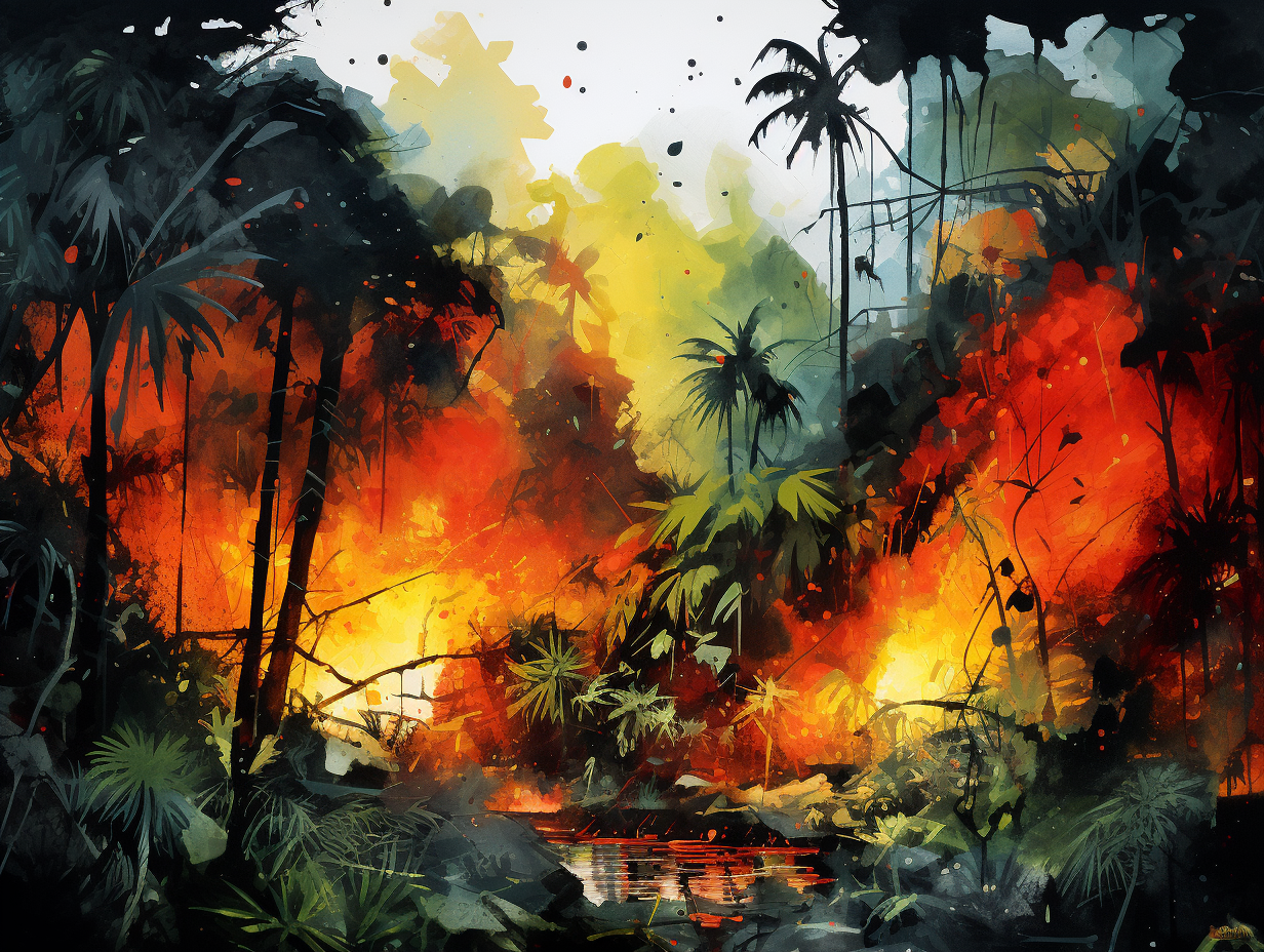 Fire Jungle Ink Splatter