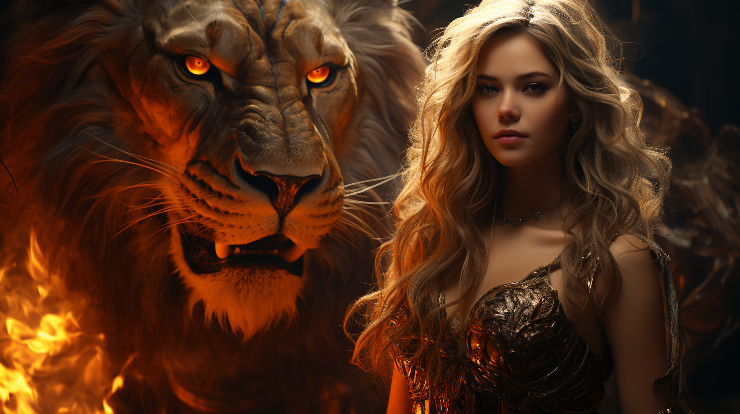 Woman with Fire Lion Spirit