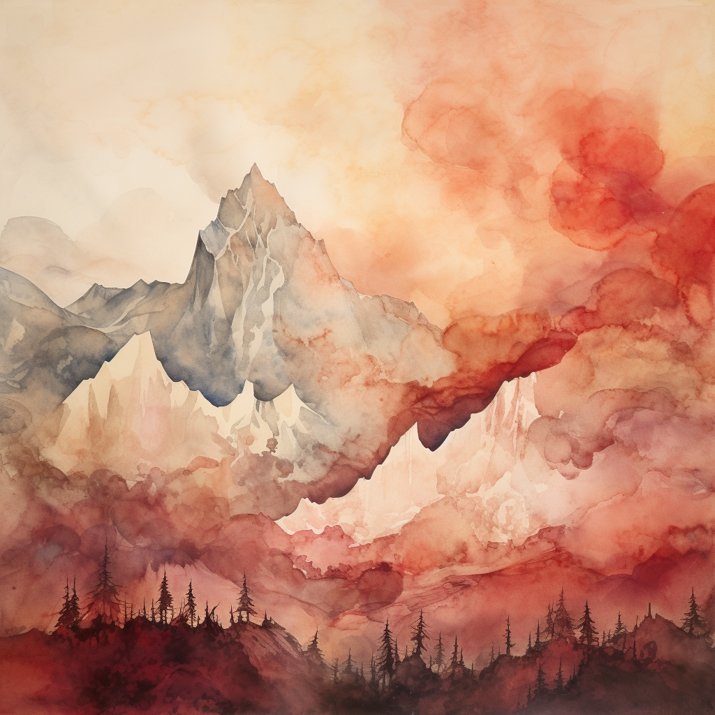 Colorful fire mountain artwork