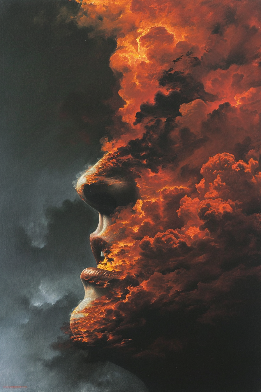 Fire Oil Painting Artwork by Dali, Helnwein, Beksinski