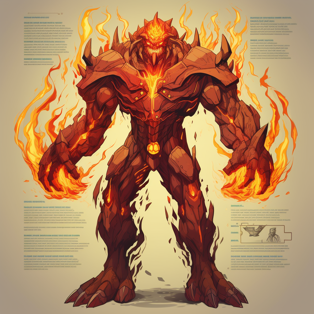 Fire monster with abnormal body proportions