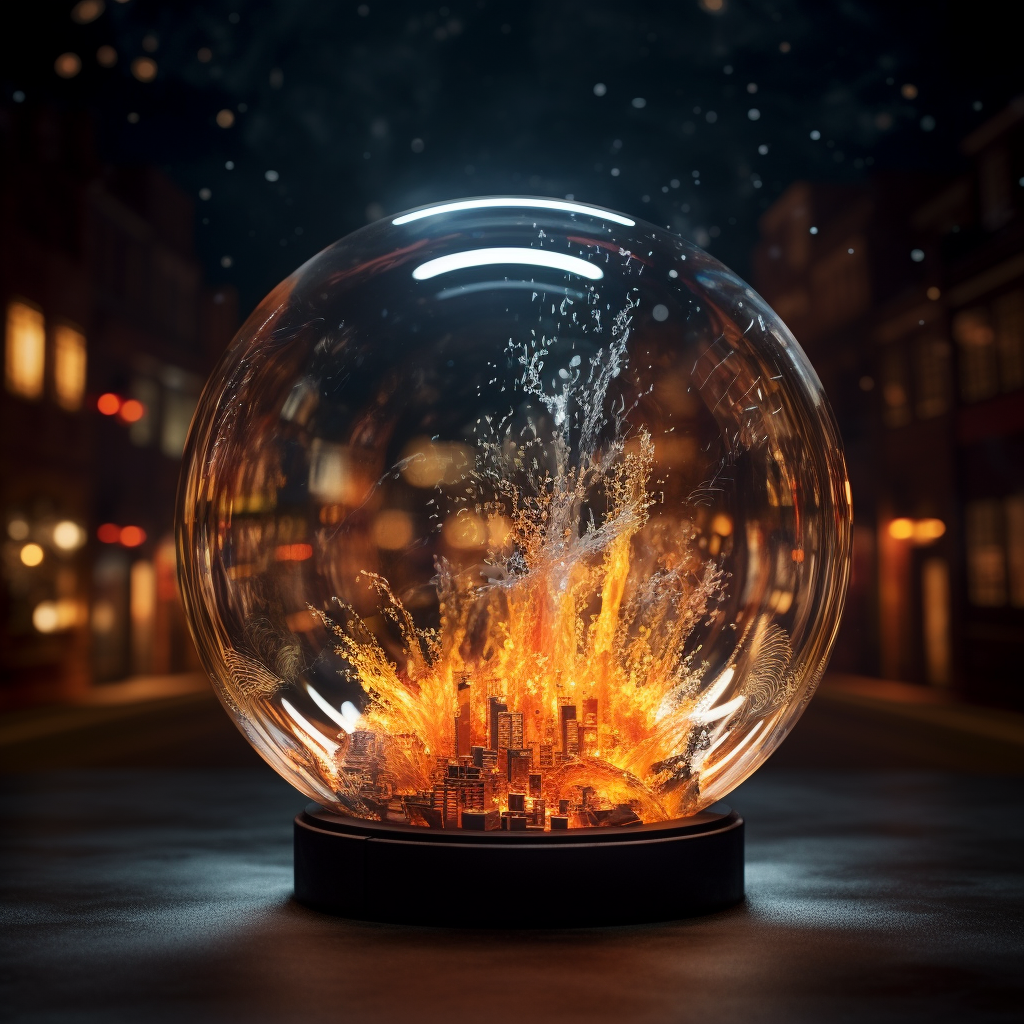 Fireworks inside glass sphere