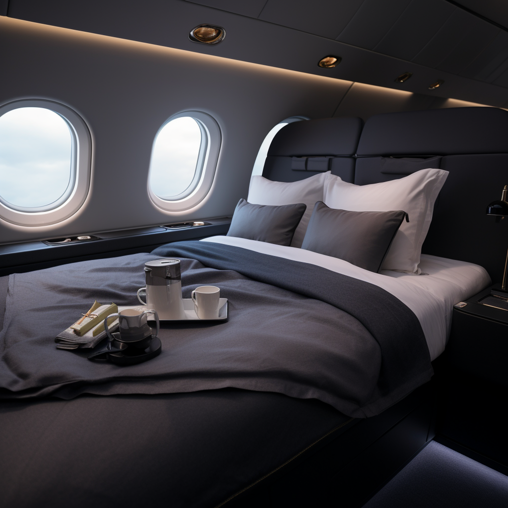 Luxurious first class plane bed