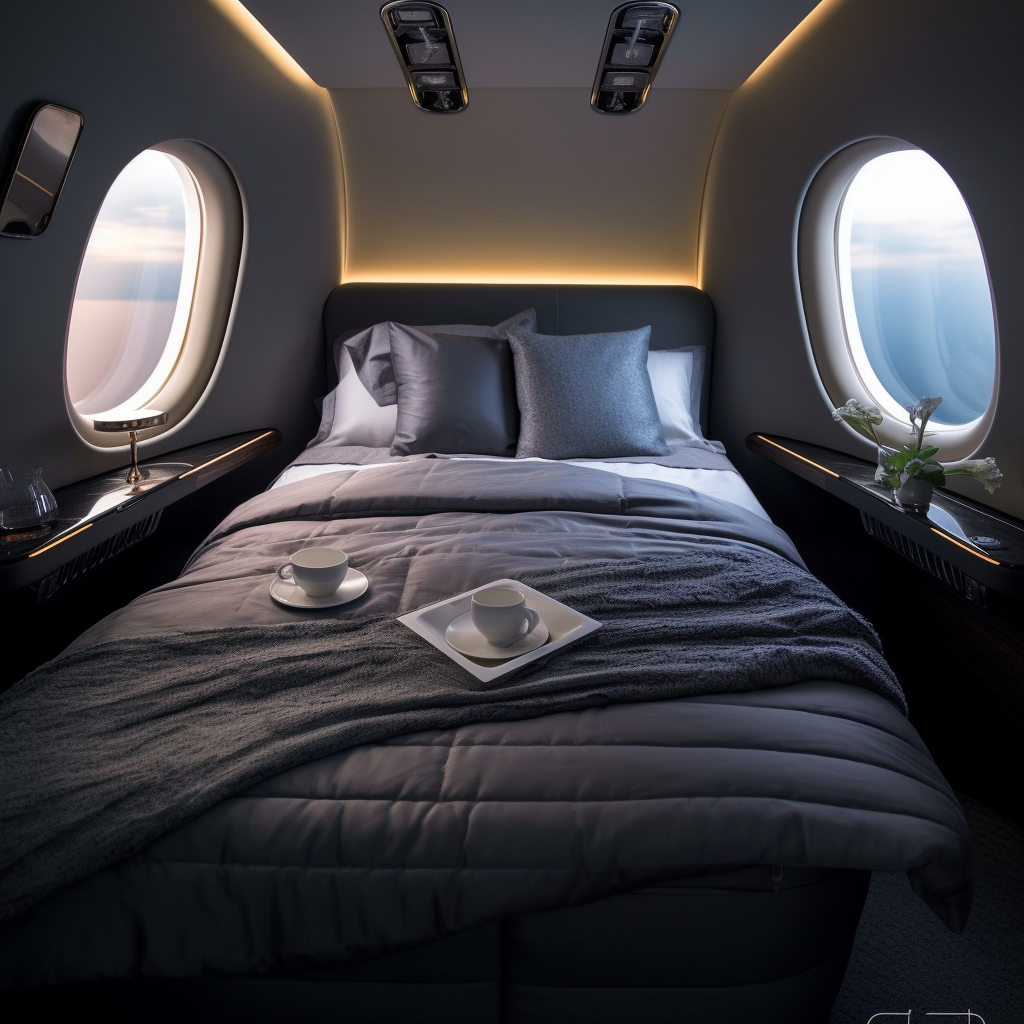 Luxurious first-class plane flight bed