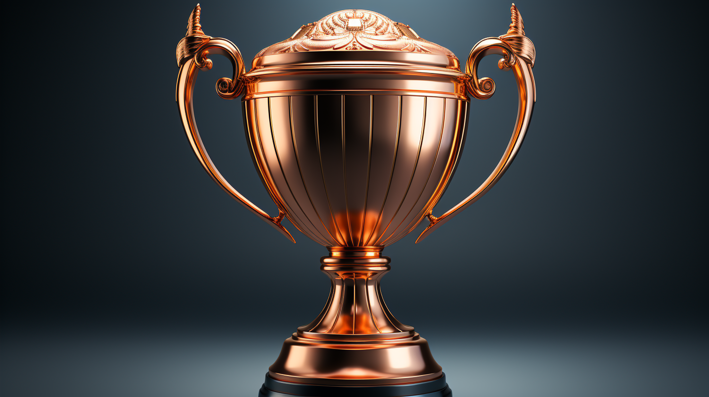 3D Gold Trophy Cup on White Background