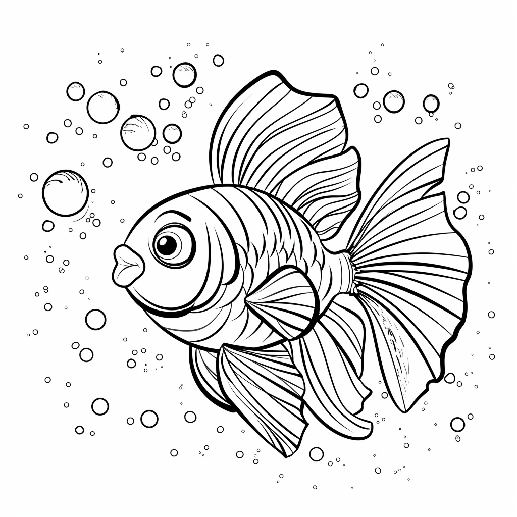 Fish coloring page for kids