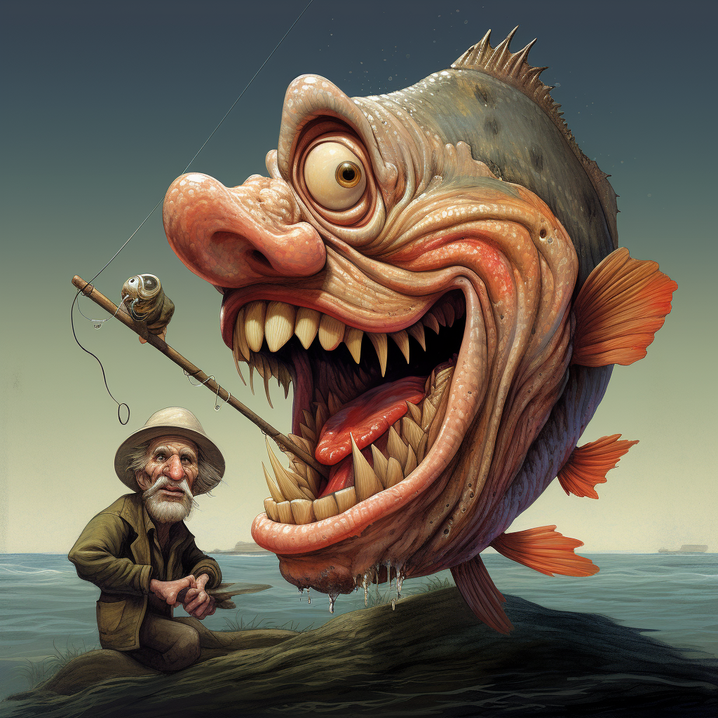 Fish Catch Person Fishing Caricature