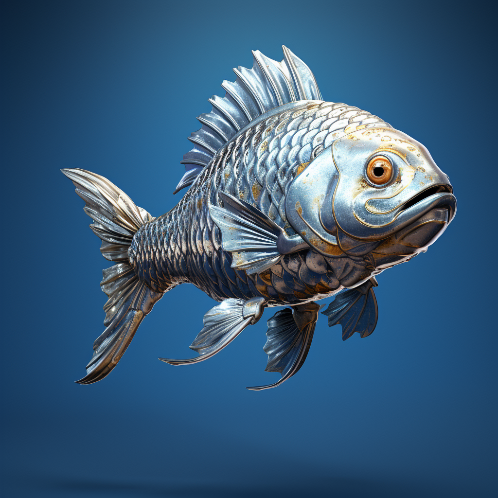 Photorealistic fish character with silver scale