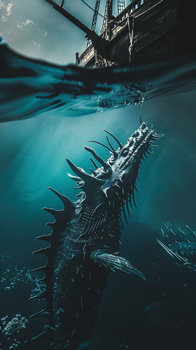 Leviathan fish dragon underwater ship