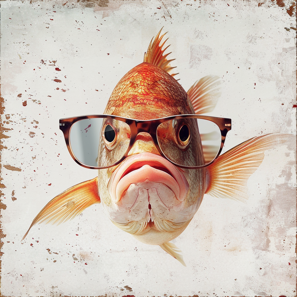 Fish face with glasses poster