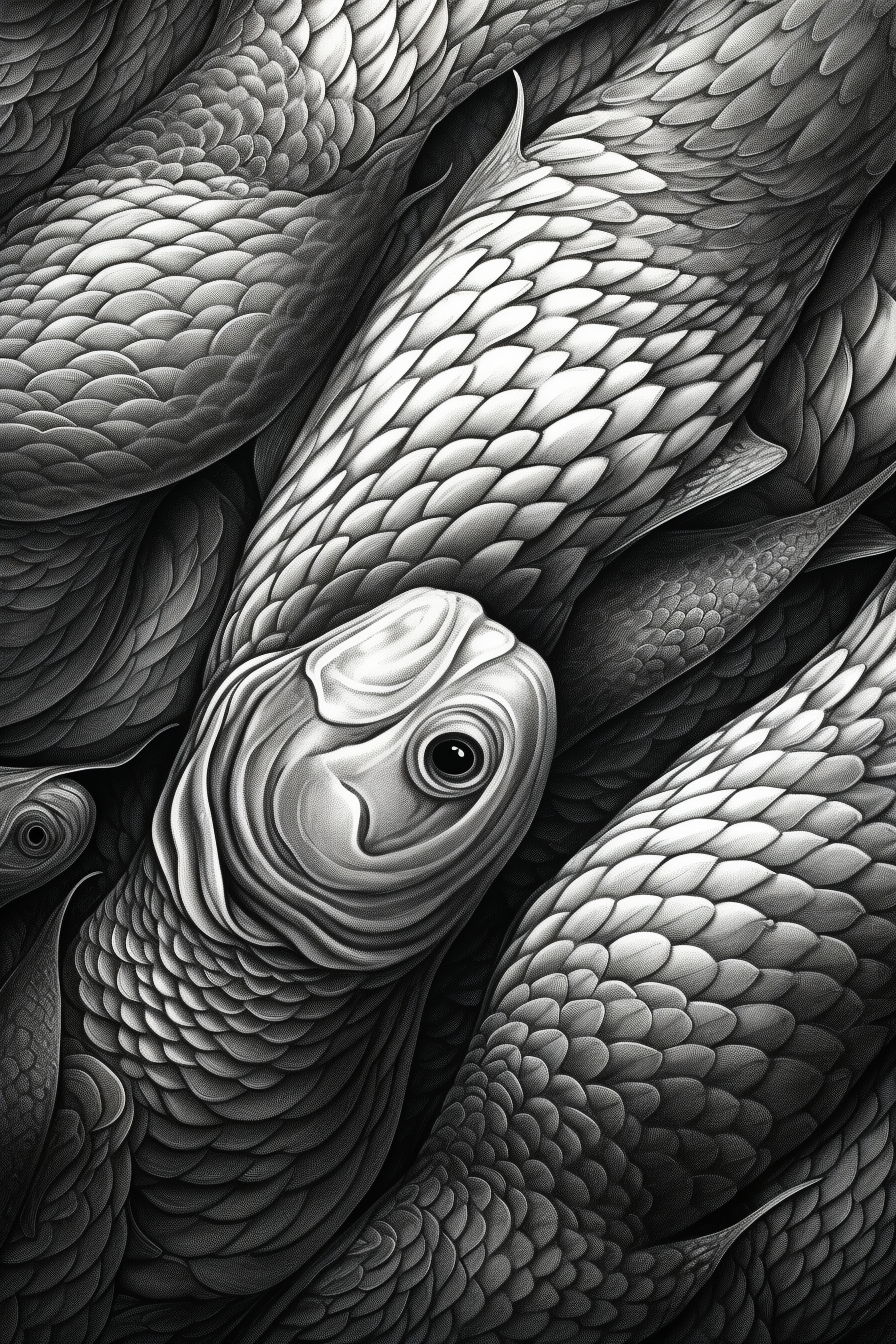 Fish skin texture pencil art