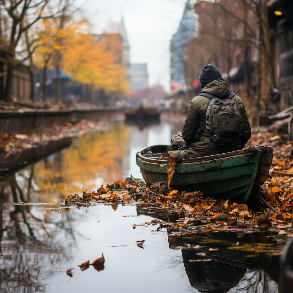 Fisherman waiting for catch in Alexanderplatz, Berlin