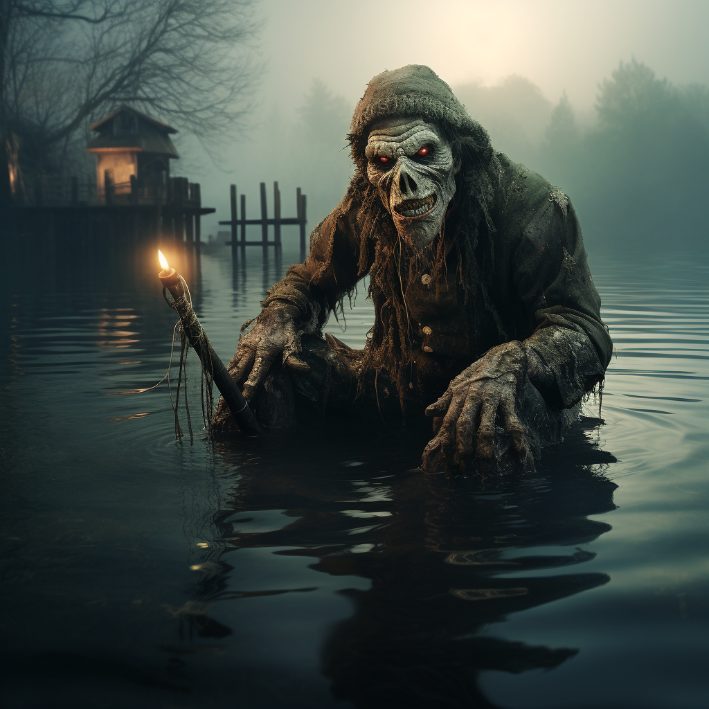 Fisherman in Lake with Zombie - Adventure