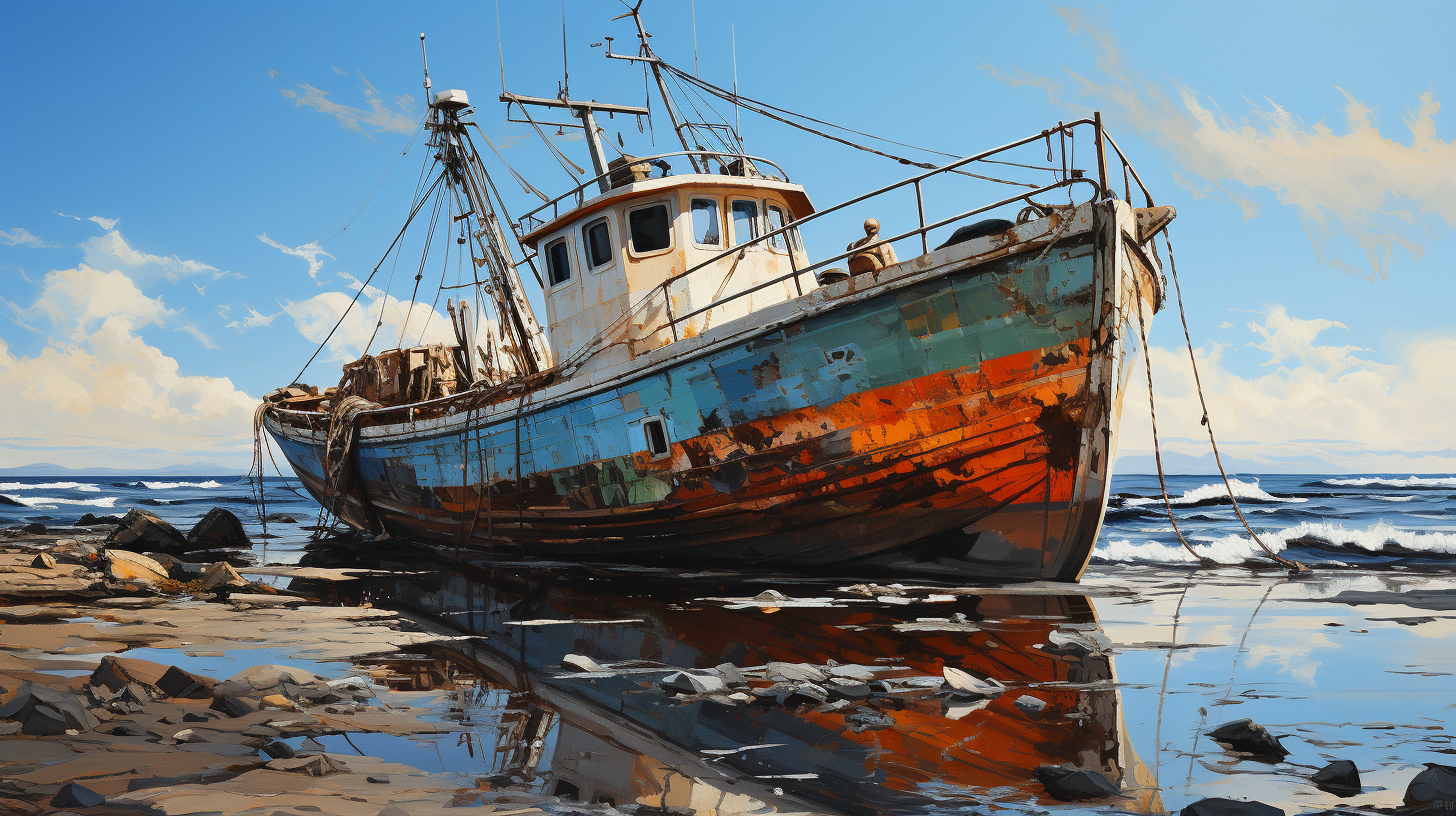 Colorful graffiti on a fishing boat