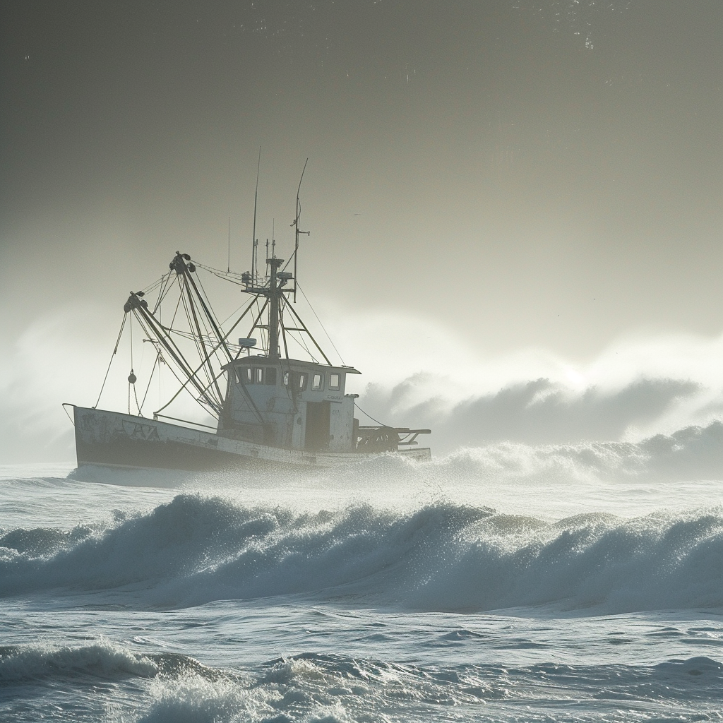 Fishing boat on Oregon coast waves