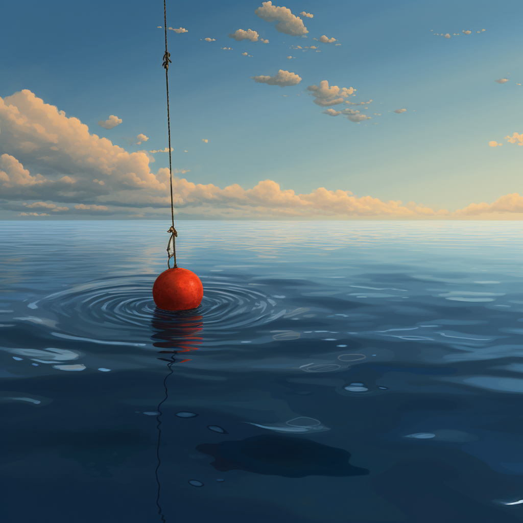 Fishing bobber on ocean surface