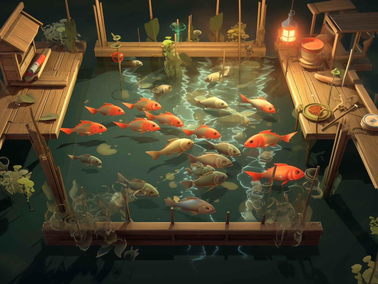 Fishing Game with Plenty of Fishes and Shooting Gun