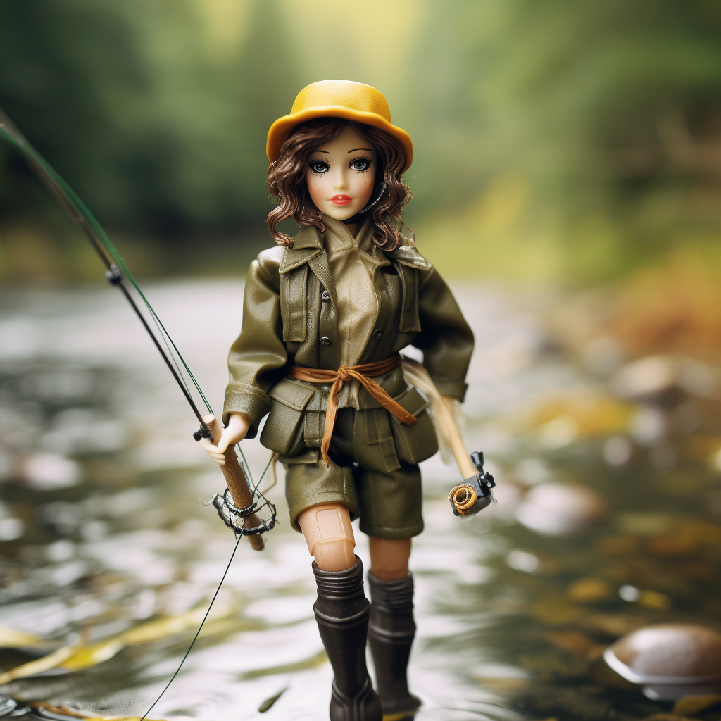 Realistic Fly Fishing Woman Doll