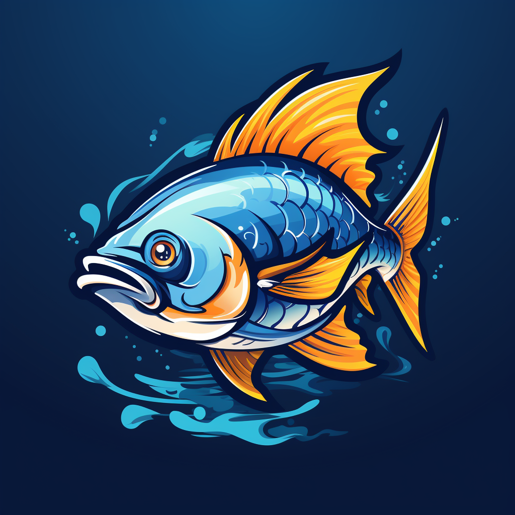 Fishing gear shop logo design with small fish