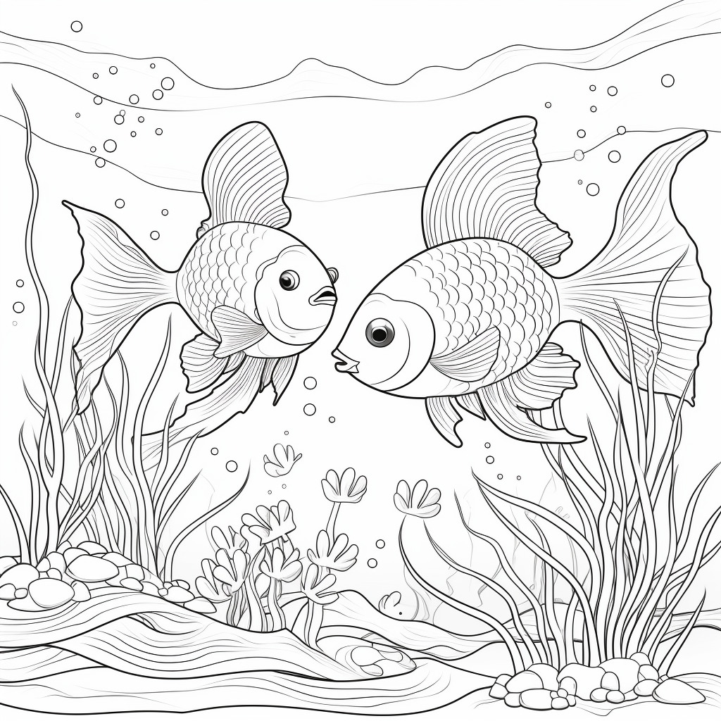 Simple black and white underwater scene illustration