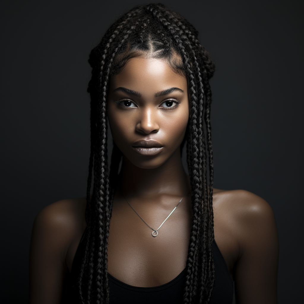 Fit black woman with box braids