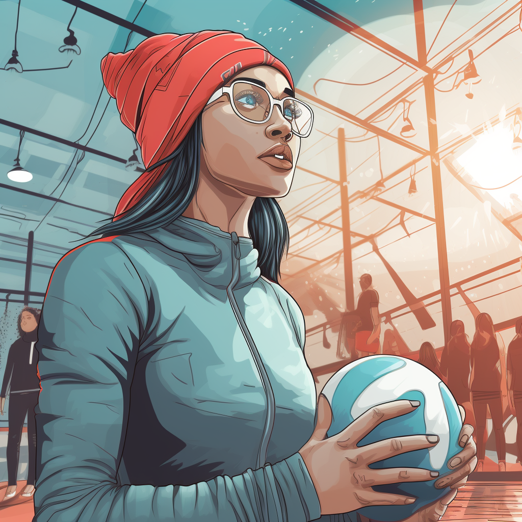 Illustration of a Fit Female Beach Volleyball Player