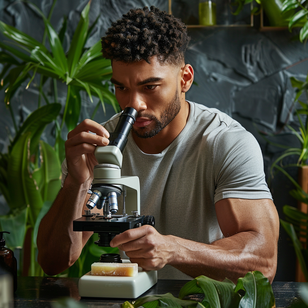 fit man looking at soap