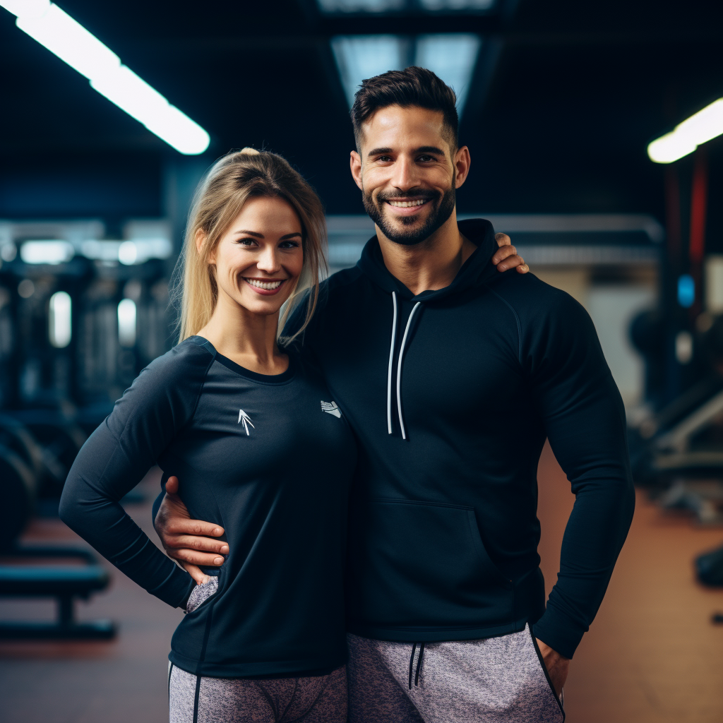 Fit man and woman in gym