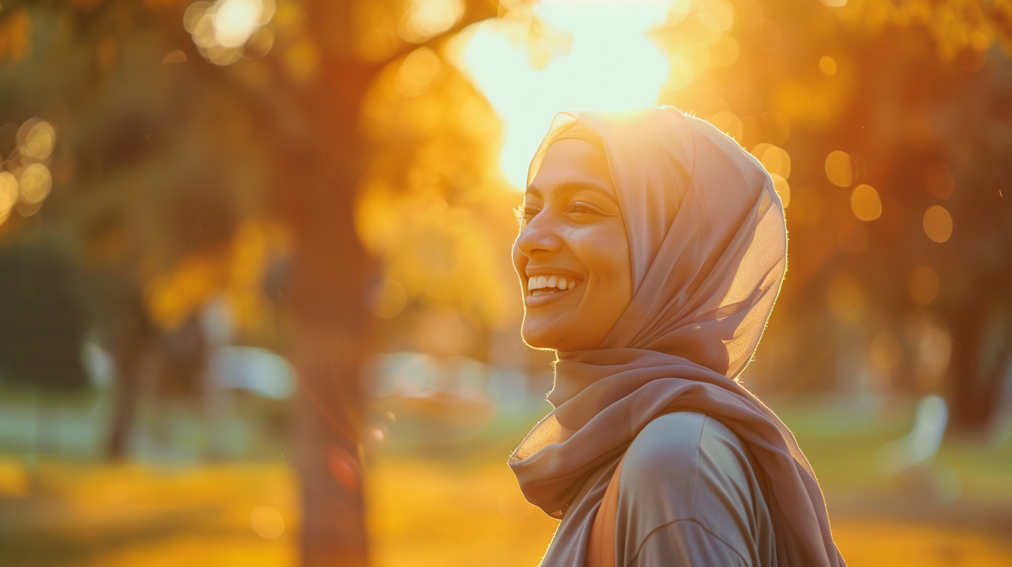 Woman in Hijab Stretching Outdoors