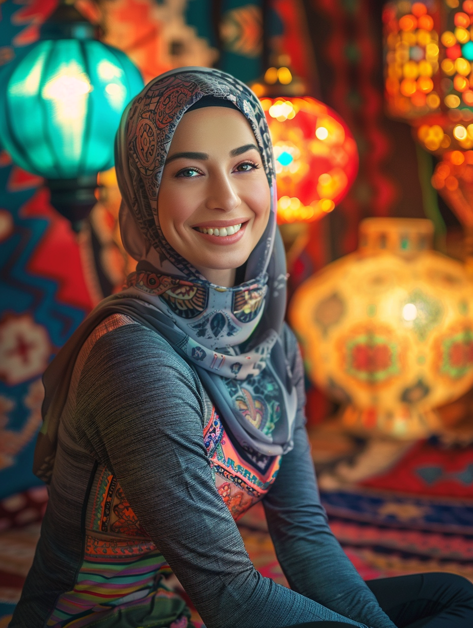 Athletic woman enjoying iftar Ramadan