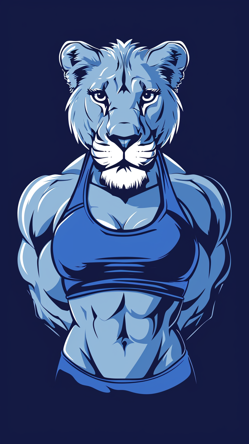 Lioness in Blue Fitness Outfit