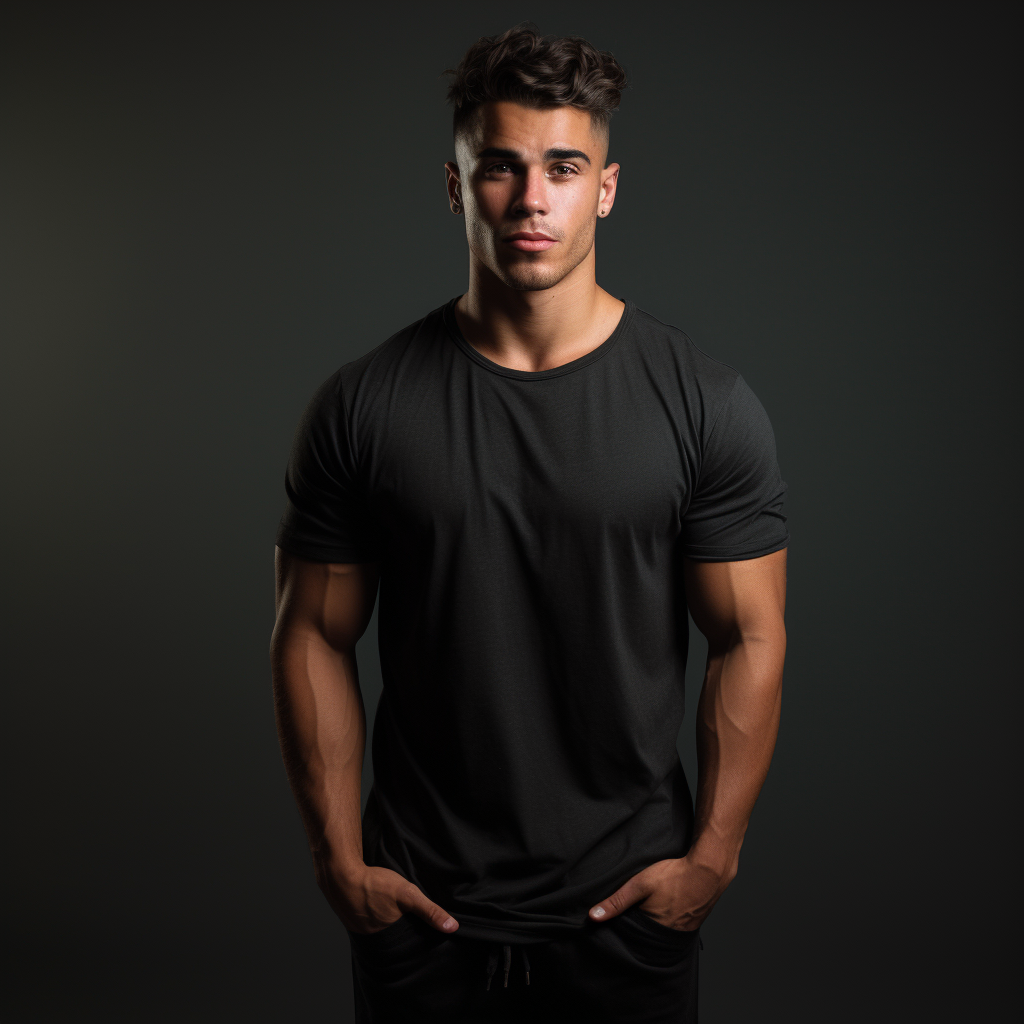 Fitness influencer wearing oversized black t-shirt