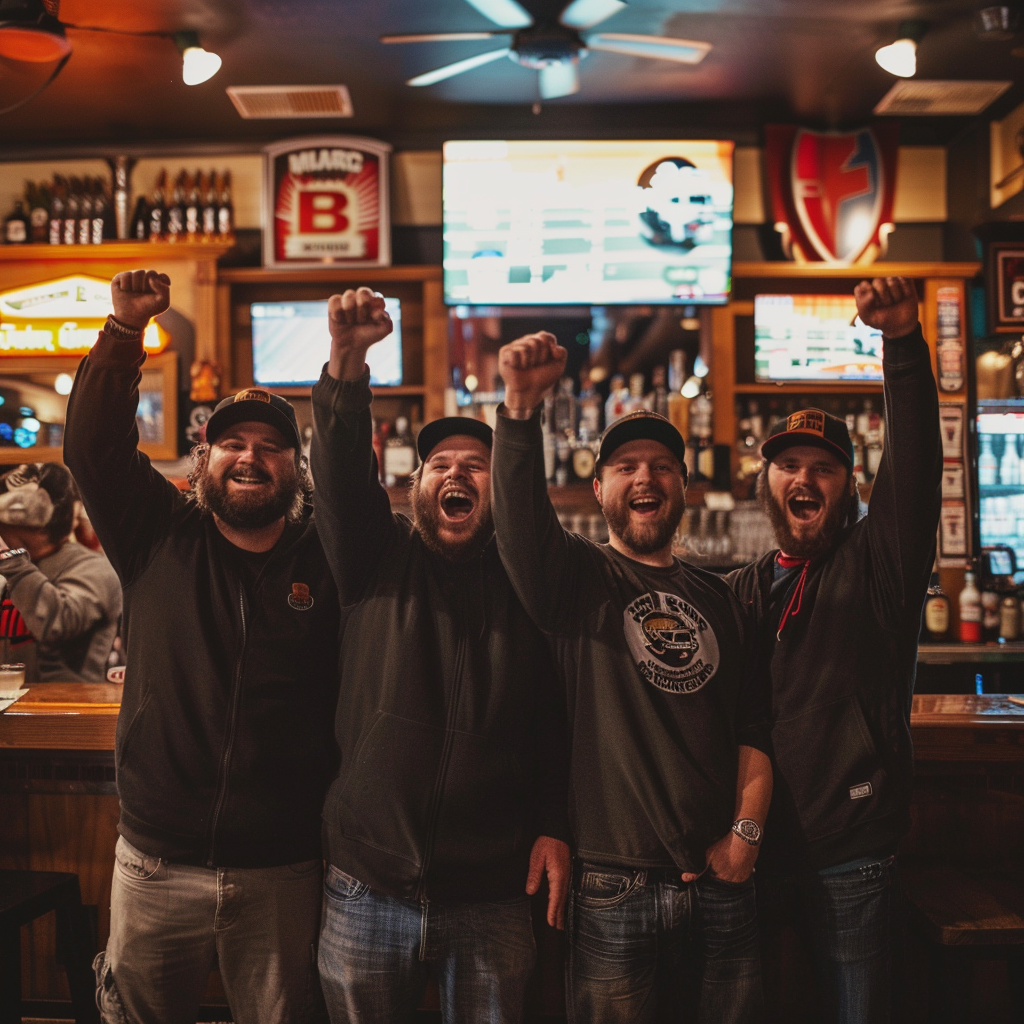 Five men celebrating football championship