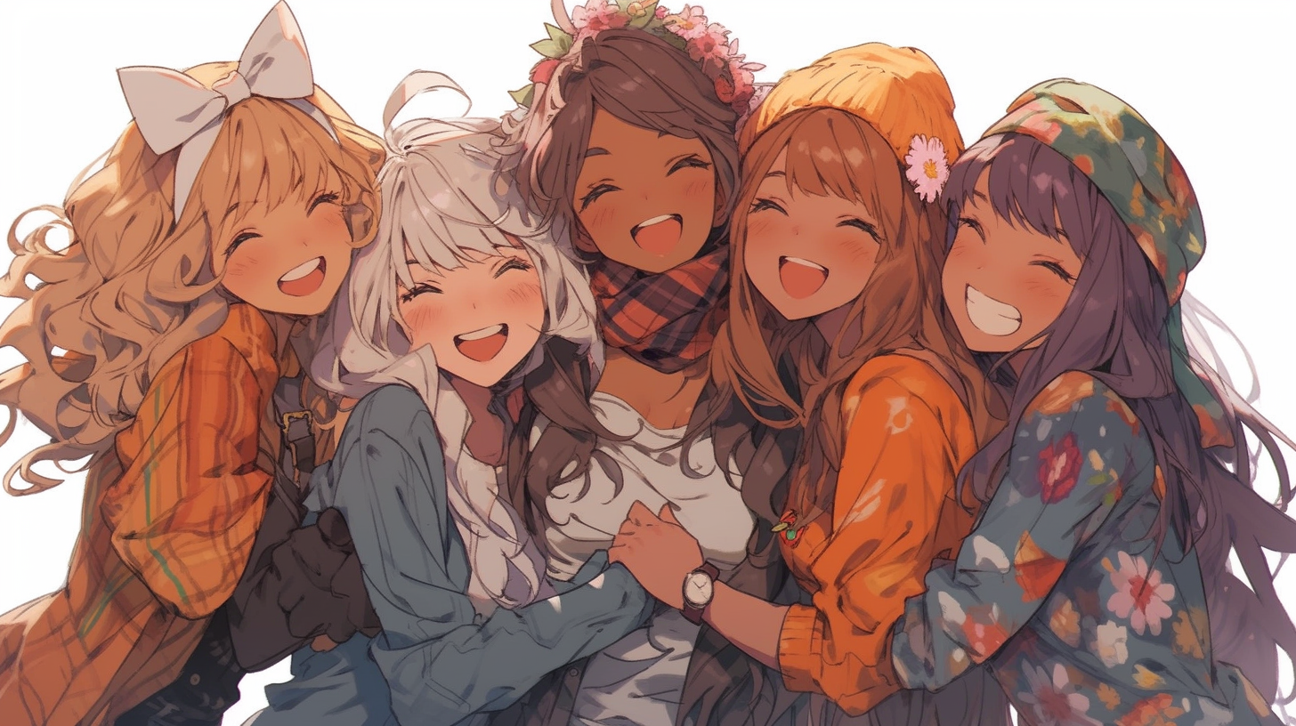 The Five Sisters embracing happiness together