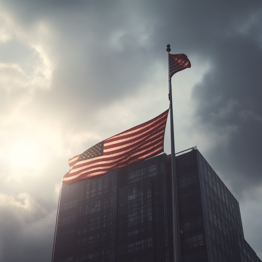 Flag on Building, Strong and Powerful