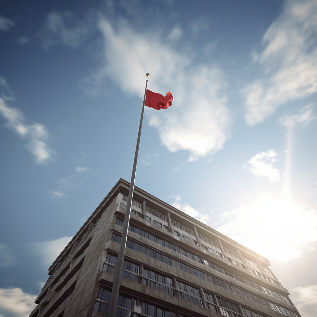 Majestic flag on building view