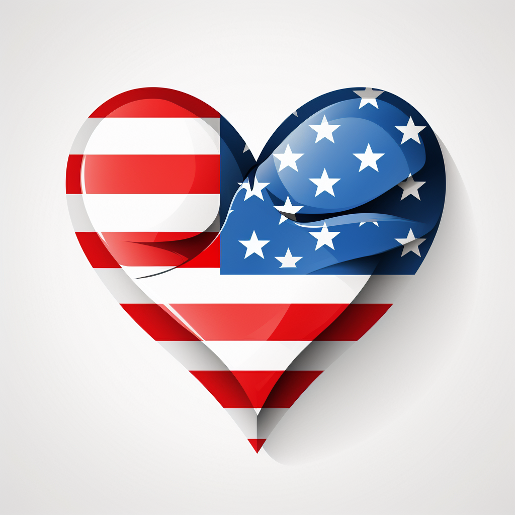 Heart split with French and American flags