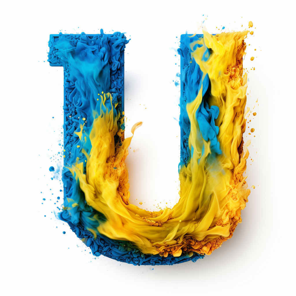 Vibrant flame with blue and yellow letter U